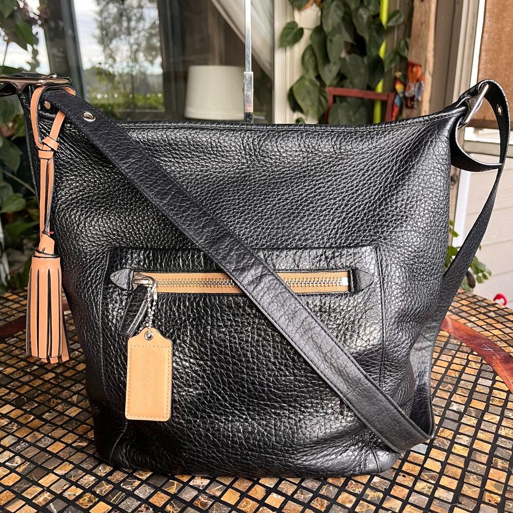 Coach Legacy Duffle Bag Creed 19913 Black Pebbled Leather Shoulder Bag